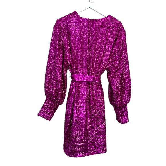 ASOS Edition Sequin Mini Wrap Dress Pink Women’s Size 12 - Picture 4 of 12